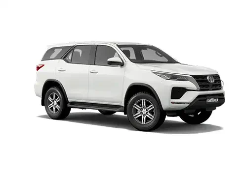 White Toyota Fortuner SUV for Kerala taxi services and travel.